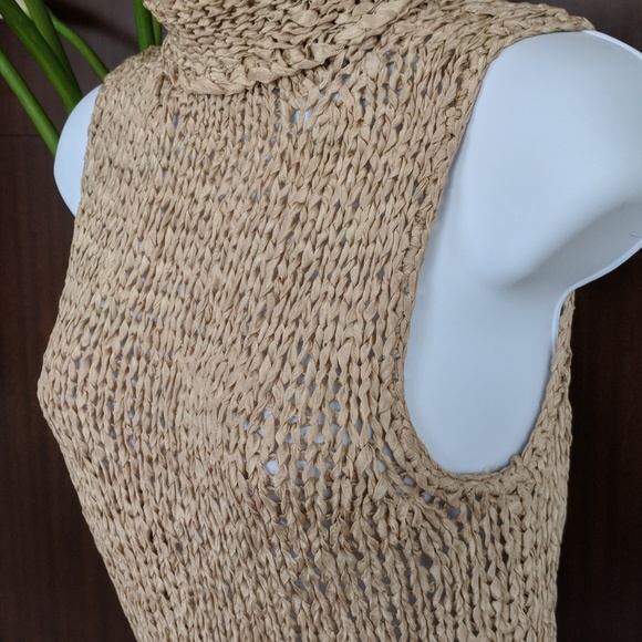 Sexy RALPH LAUREN nude open knit sleeveless top  S - Picture 2 of 8